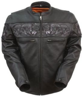 First MFG Mens Sporty Scooter Leather Jacket With