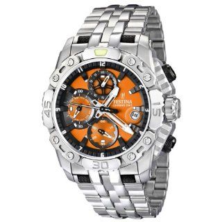 Festina Mens F16542/7 Silver Stainless Steel Quartz Watch with Orange