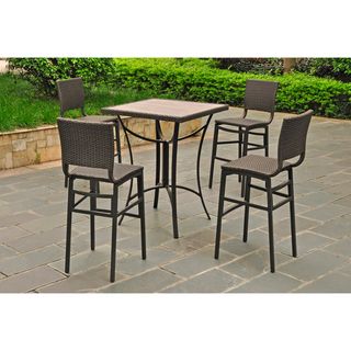 Barcelona 32 inch Square Bar Height Bistro Group Table with 4 Chairs