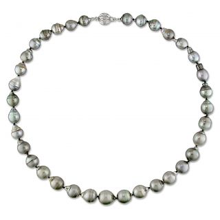 Miadora 14k White Gold Cultured Tahitian Pearl Necklace (8 9.5 mm)
