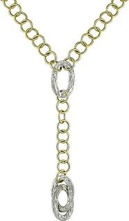 14k Two tone Gold Lariat Style Necklace