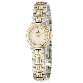 Bulova Womens Bracelet 18k Gold and Stainless Steel Quartz Watch