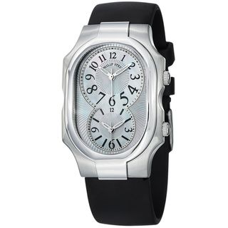 Philip Stein Womens Signature Mother Of Pearl Rubber Strap Watch