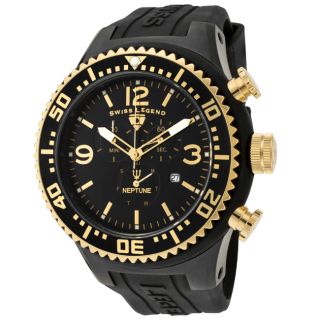 Swiss Legend Mens Neptune Black Silicone Watch
