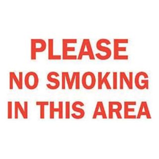 Brady 88457 No Smoking Sign, 7 x 10In, R/WHT, ENG, Text