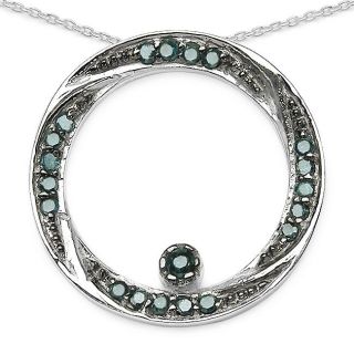 Malaika Sterling Silver 1/4ct TDW Blue Diamond Circle Twist Necklace