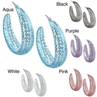 Colored Acrylic Sequin Semi hoop Earrings