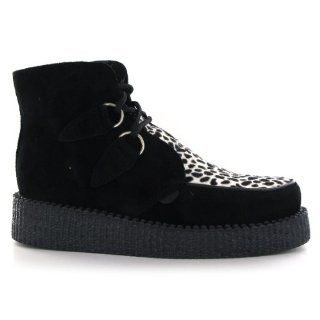 Underground Creepers Black Leopard Womens Boots Schuhe