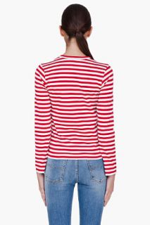 Comme Des Garçons Play  Red Striped Emblem T shirt for women