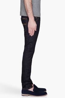 Nudie Jeans Dark Navy Tight Long John Raw Organic Cotton Jeans for men