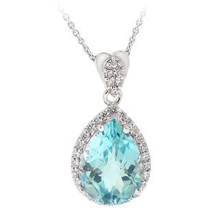 Glitzy Rocks Sterling Silver Blue Topaz and Cubic Zirconia Necklace