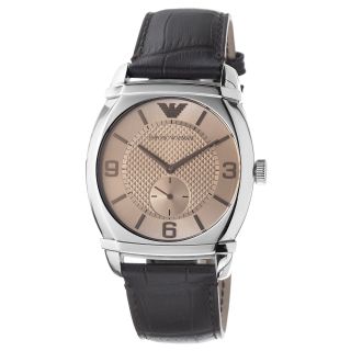 Emporio Armani Mens Classic Brown Dial Leather Strap Watch