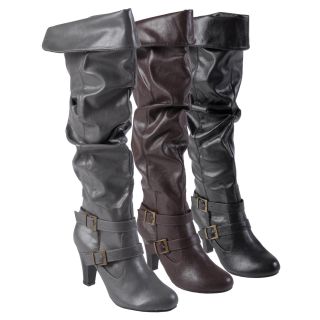 Journee Collection Womens Venus 95 Cuffed Accent Faux Leather Boots