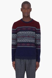 McQ Alexander McQueen Red & Navy Fairisle Sweater for men