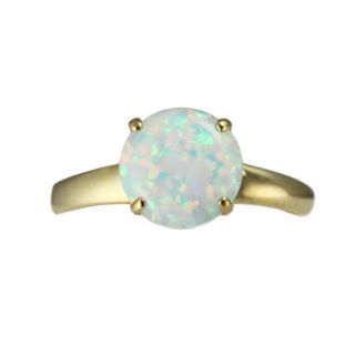 10k Yellow Gold Created Opal Solitaire Ring