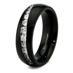 Black Stainless Steel Cubic Zirconia Ring