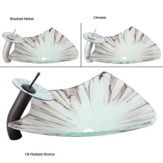 Geyser Modern Glass Vessel Sink and Waterfall Faucet Combo