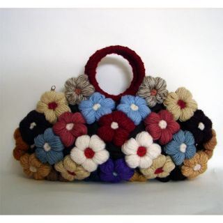 Hand crocheted Wool and Cotton Flower Bag (Nepal)