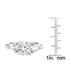 Sterling Silver Round and Trillion cut CZ Ring