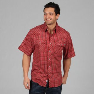Farmall IH Mens Red Western Plaid Snap Button Shirt