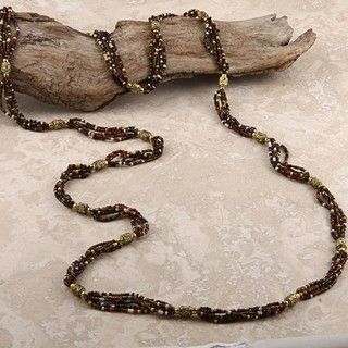 Brass plated and Glass Twist Me Beaded Necklace (India)