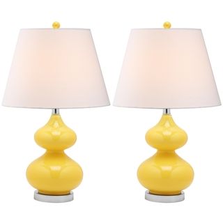 Eva Double Gourd Glass Yellow 1 light Table Lamps (Set of 2