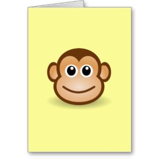 Niedlicher Cartoon glückliches Affe Gesicht Karten